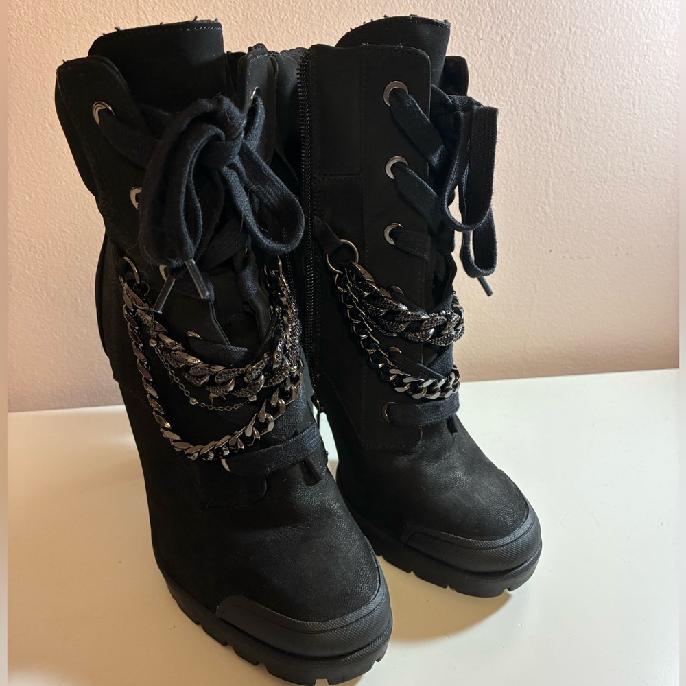 Karl Lagerfeld Black Women's Boots with Chain Detail